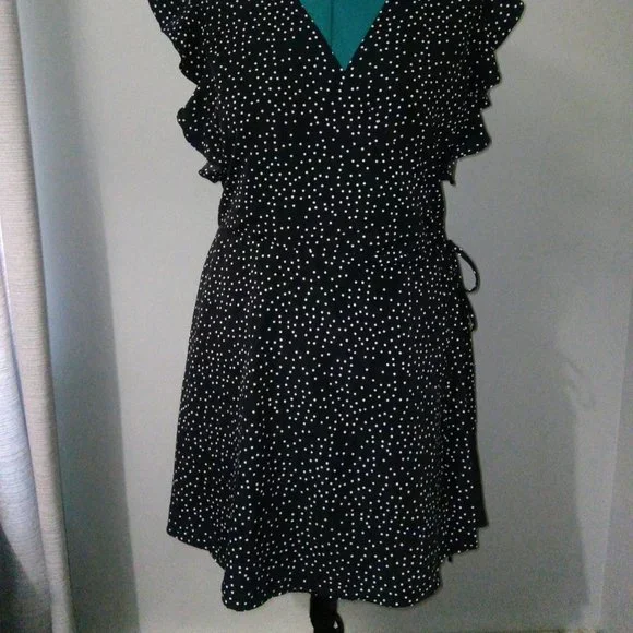 Urban Outfitters Josey Polka Dot Mini Wrap Dress Sz XL - Picture 9 of 16